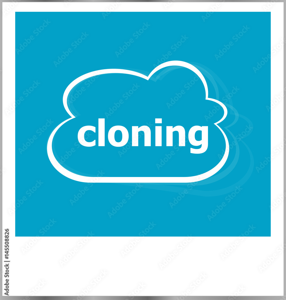 instant photo frame with cloud and cloning word instant photo frame with cloud and cloning word