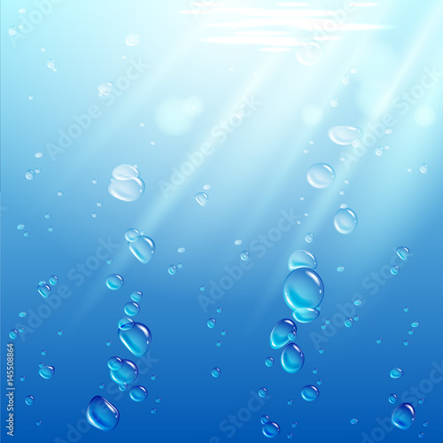 Transparent air bubbles under the water. Vector illustration