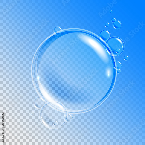 Transparent Water Bubbles. Transparent Isolated Realistic Design Elements. Can be used with any Background.