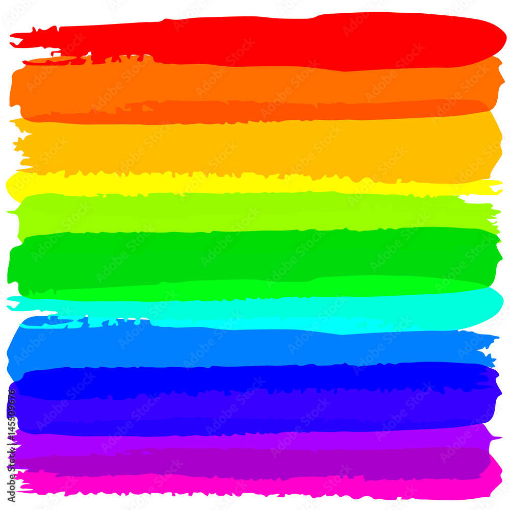 Rainbow background made texture brushes. Isolated vector illu