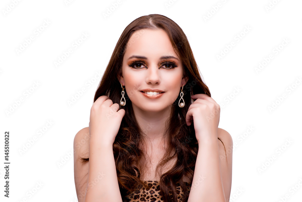Young woman in beauty concept on white isolated background