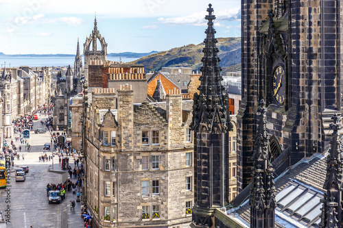 Royal mile and old center of Edinburgh in spring photo