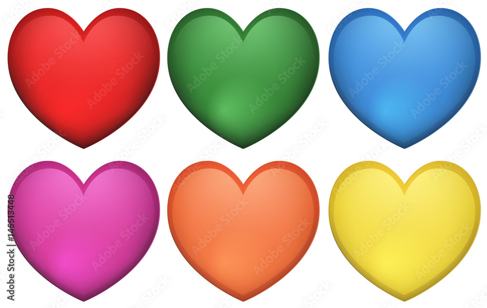 Icon design of heart shape in many colors