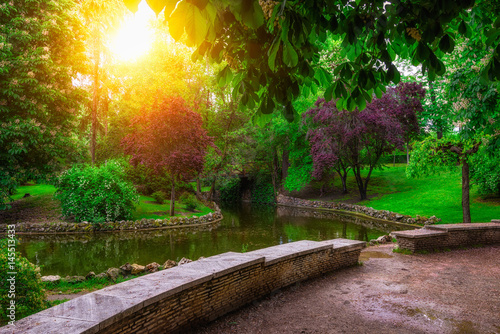 The Buen Retiro Park. Retiro Park is one of the largest parks of the city of Madrid, Spain