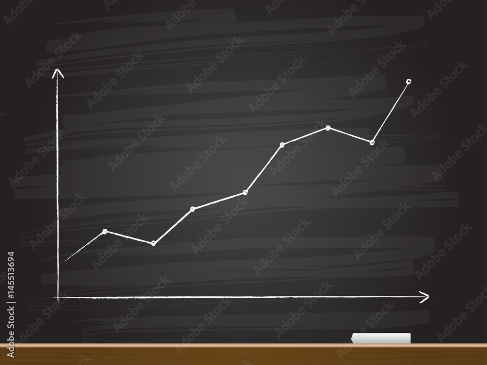 Chalk hand drawing with uptrend graph chart. Vector illustration. Chalk hand drawing with uptrend graph chart. Vector illustration.
