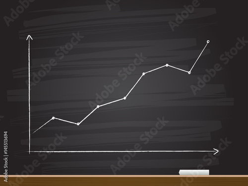 Chalk hand drawing with uptrend graph chart. Vector illustration.