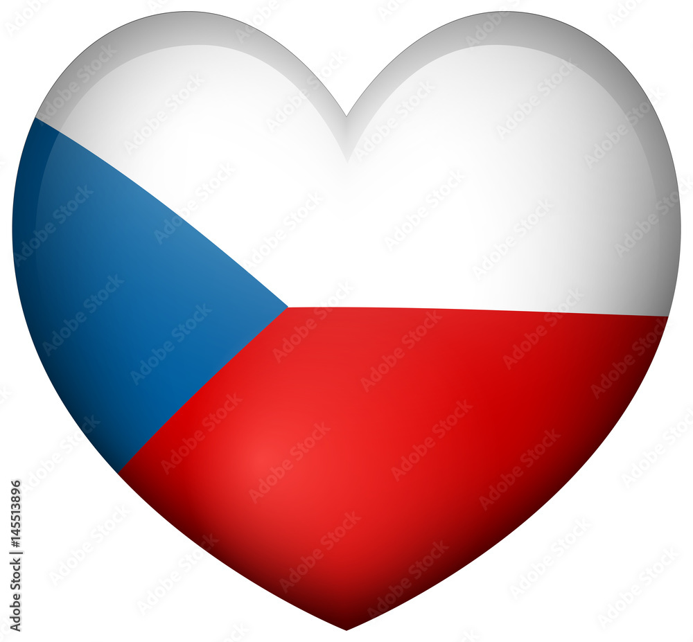 Badge design for Czech Republic in heart shape Badge design for Czech Republic in heart shape