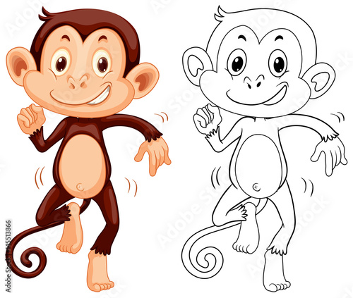 Photography Doodle animal character for monkey dancing