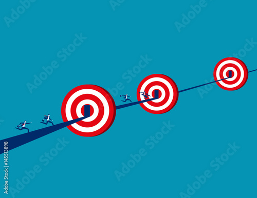 Businessman team to target success and growth for business. Concept business success illustration. Vector business character and abstract.