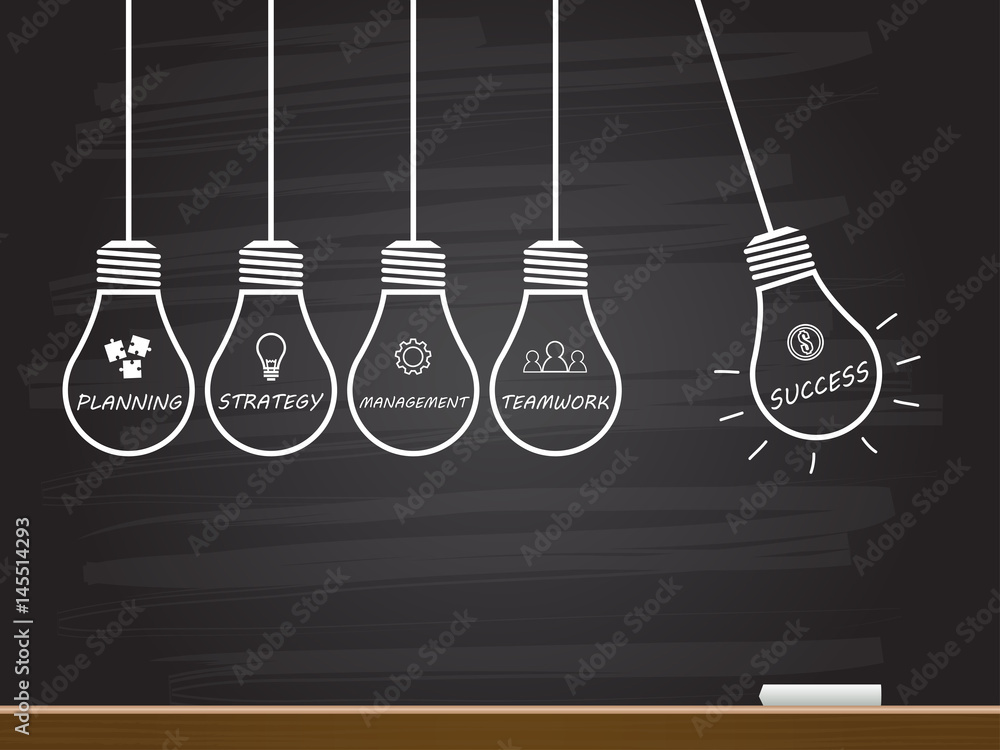 Naklejka premium Chalk hand drawing with light bulb. Vector illustration.