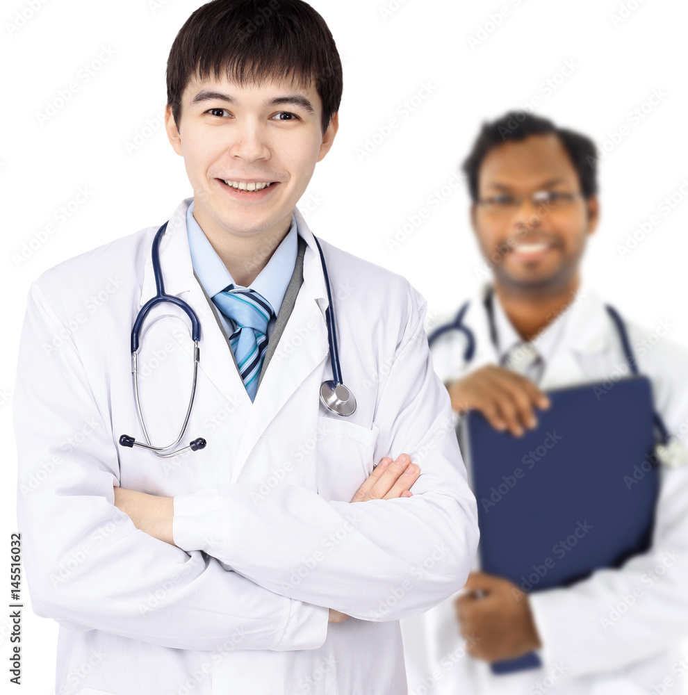 The doctor and Intern on a white background The doctor and Intern on a white background