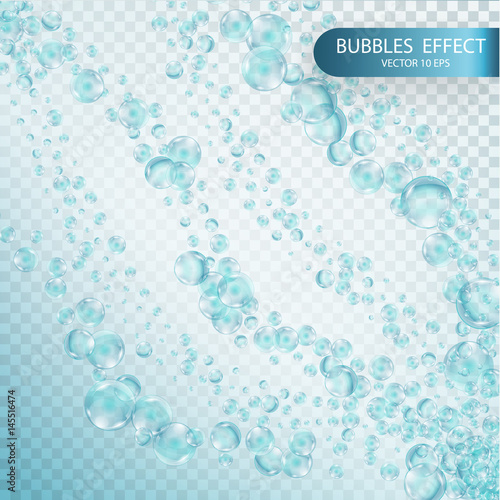 Water bubbles isolated on a transparent checkered background.