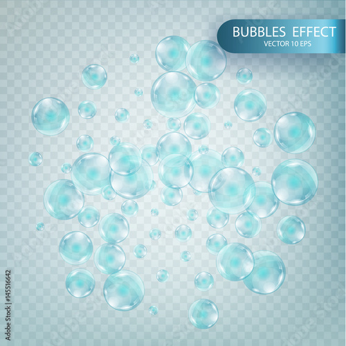 Water bubbles isolated on a transparent checkered background.