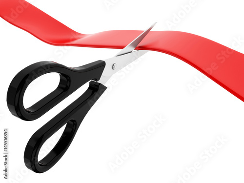 3d Red ribbon cutting ceremony
