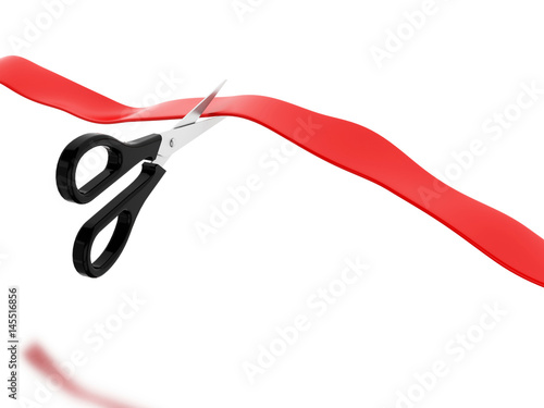 3d Red ribbon cutting ceremony