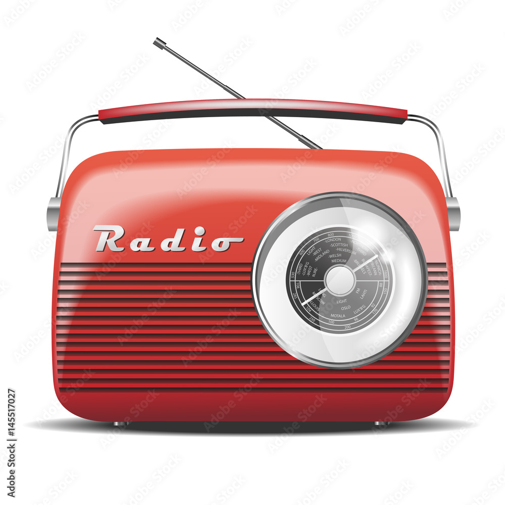 Red Vintage Radio. Vector illustration Stock Vector | Adobe Stock