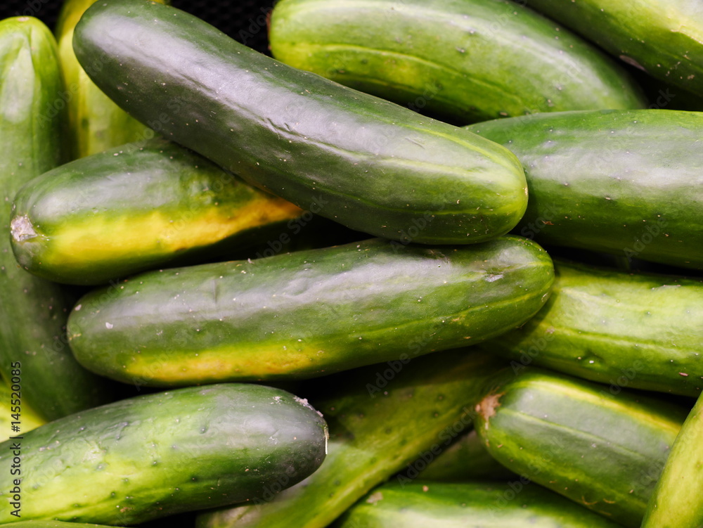 green, cucumbers, on shelf, supermarket green, cucumbers, on shelf, supermarket