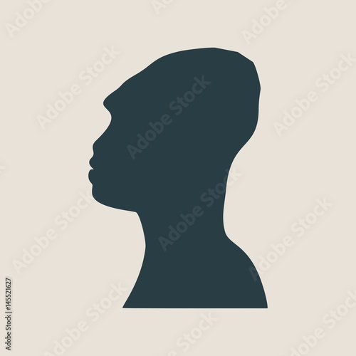 Prehistoric man vector portrait. Man avatar profile view. Isolated male face silhouette or icon . Vector illustration.