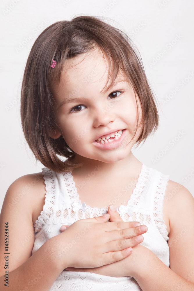 The child dropped the first milk tooth The child dropped the first milk tooth