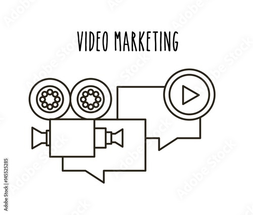 video marketing flat line icons vector illustration design