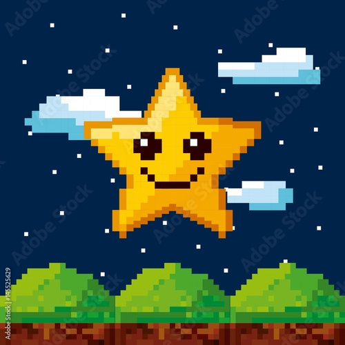 pixelated video game icons vector illustration design