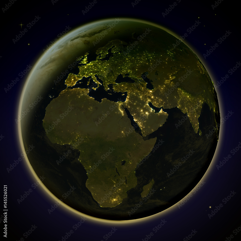 Fototapeta premium EMEA region from space at night