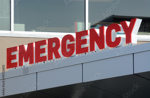 Emergency sign marking emergency entrance at hospital