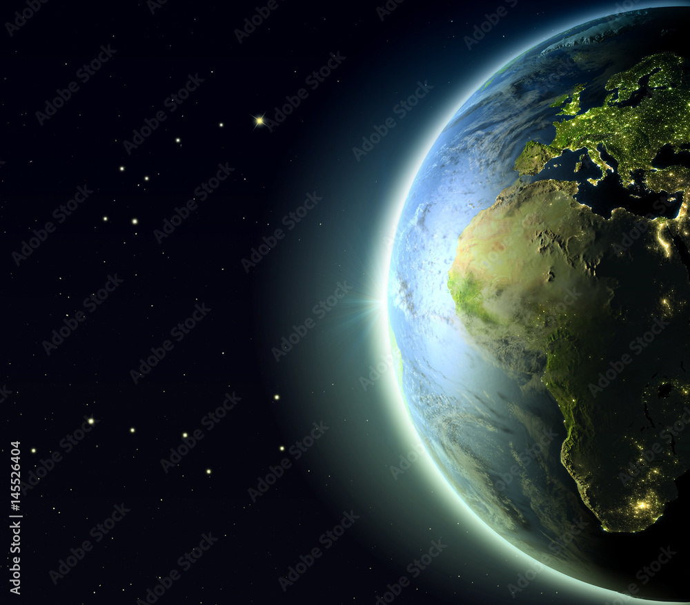 Obraz premium Europe and Africa from orbit