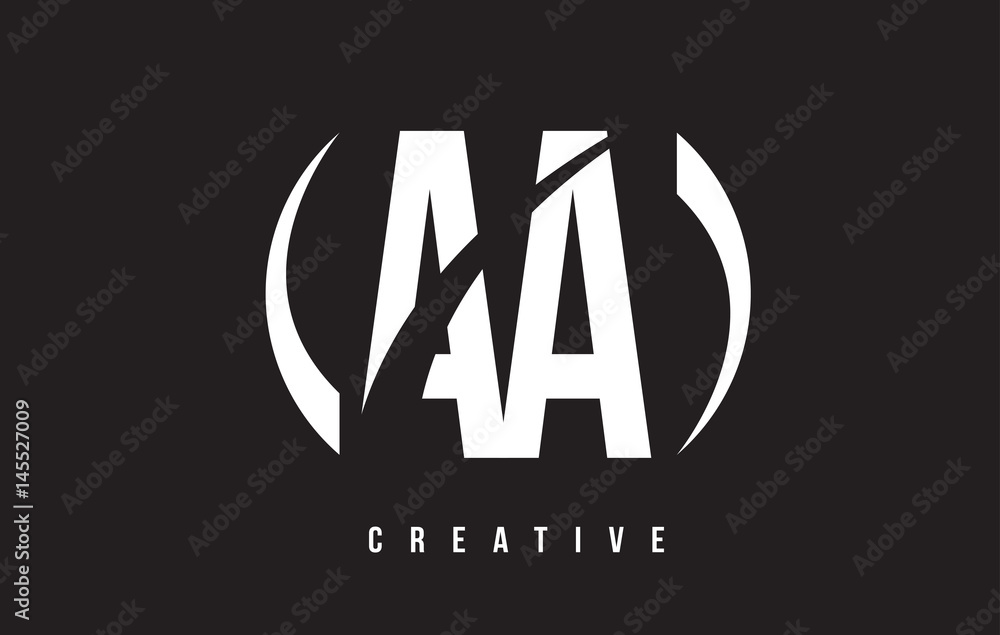 AA A White Letter Logo Design with Black Background.