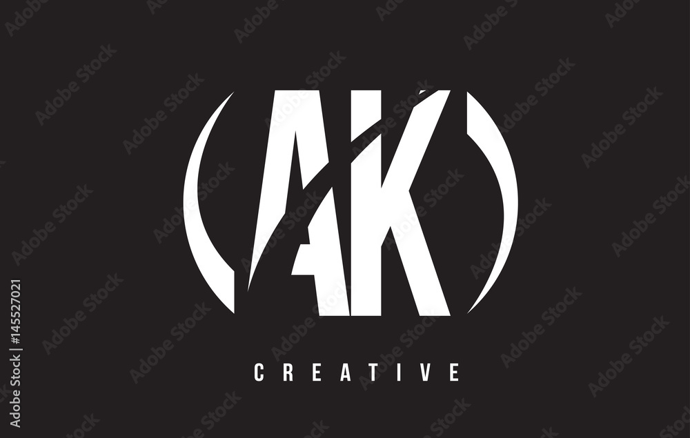AK A K White Letter Logo Design with Black Background. AK A K White Letter Logo Design with Black Background.