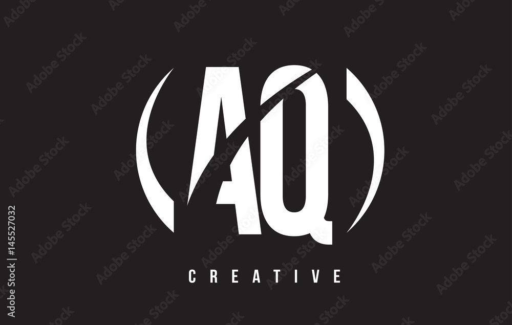 AQ A Q White Letter Logo Design with Black Background. AQ A Q White Letter Logo Design with Black Background.