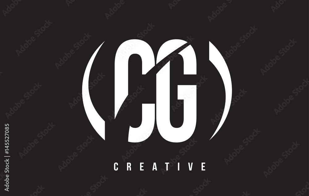 CG C G White Letter Logo Design with Black Background.