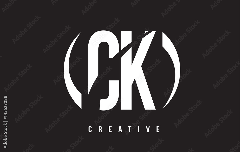 CK C K White Letter Logo Design with Black Background. CK C K White Letter Logo Design with Black Background.