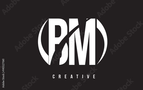 BM B M White Letter Logo Design with Black Background.