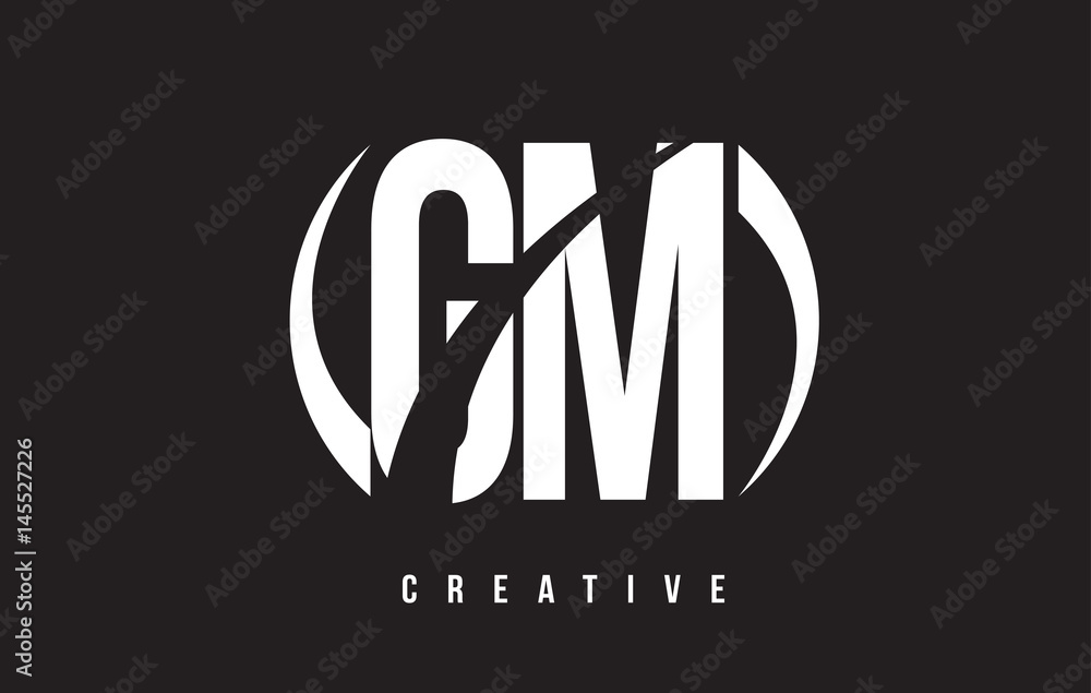 GM G M White Letter Logo Design with Black Background. GM G M White Letter Logo Design with Black Background.