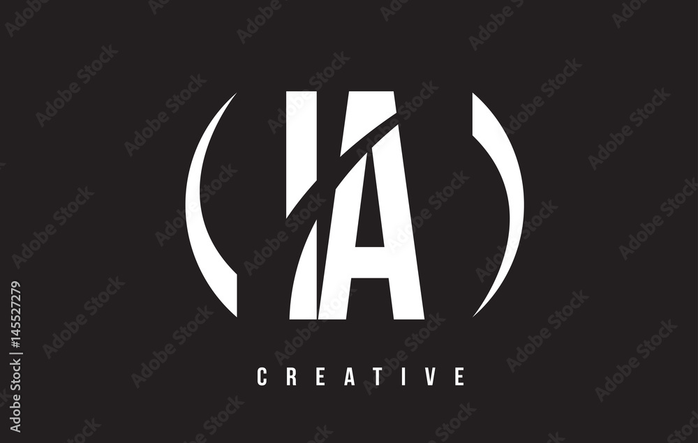 IA I A White Letter Logo Design with Black Background. IA I A White Letter Logo Design with Black Background.