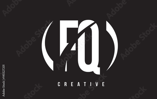 FQ F Q White Letter Logo Design with Black Background.