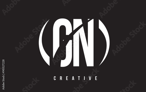 GN G N White Letter Logo Design with Black Background.