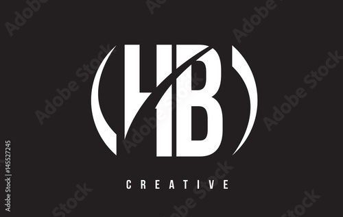 HB H B White Letter Logo Design with Black Background.