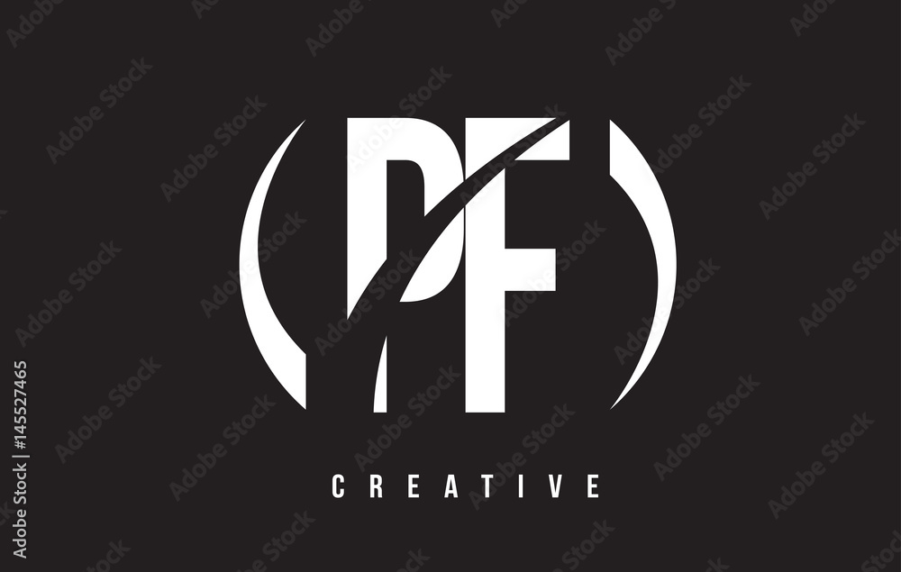 PF P F White Letter Logo Design with Black Background. PF P F White Letter Logo Design with Black Background.