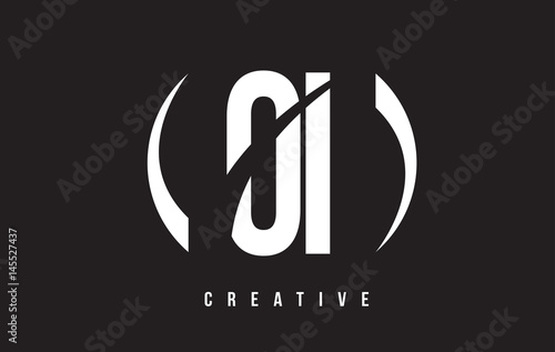 OI O I White Letter Logo Design with Black Background.