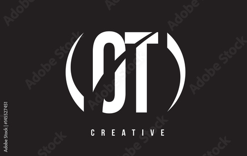 OT O T White Letter Logo Design with Black Background.