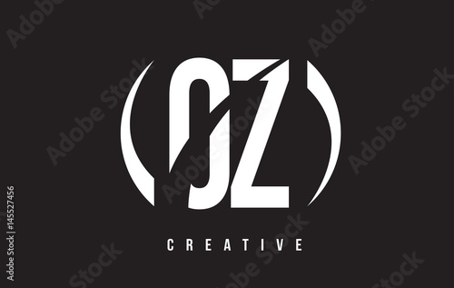 OZ O Z White Letter Logo Design with Black Background.