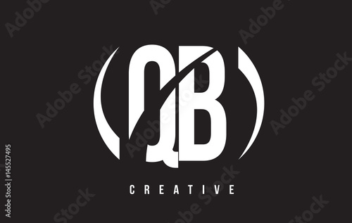 QB Q B White Letter Logo Design with Black Background.