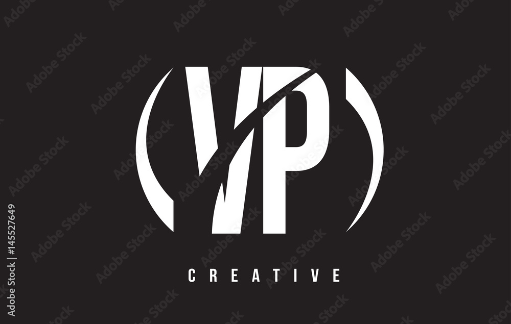 VP V P White Letter Logo Design with Black Background. VP V P White Letter Logo Design with Black Background.