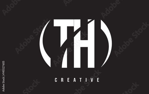 TH T H White Letter Logo Design with Black Background.