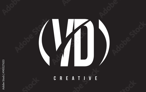 VD V D White Letter Logo Design with Black Background.