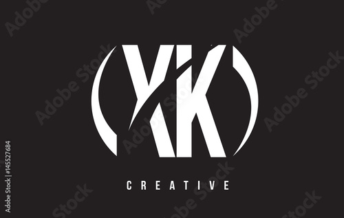 XK X K White Letter Logo Design with Black Background.