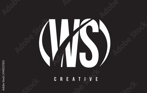 WS W S White Letter Logo Design with Black Background.