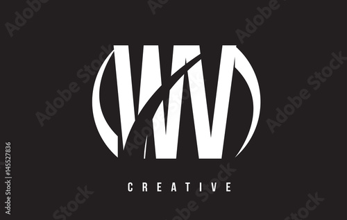 WV W V White Letter Logo Design with Black Background.